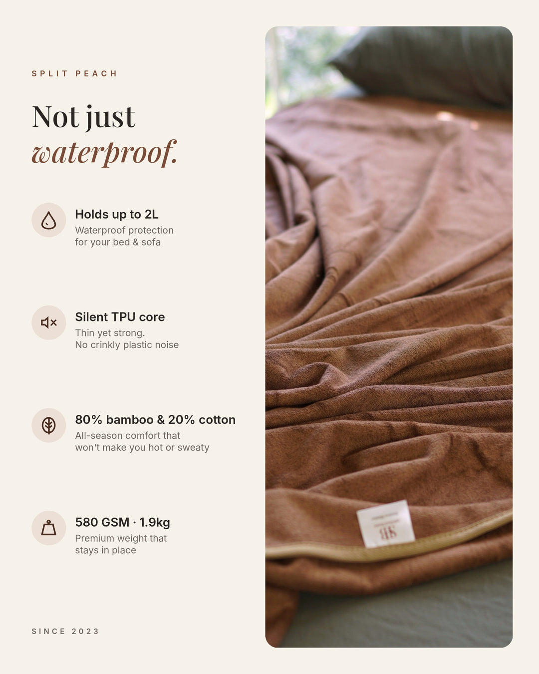 XL Waterproof Blanket Bamboo-Cotton– Luxury 2m × 2m | Coffee x Chocolate