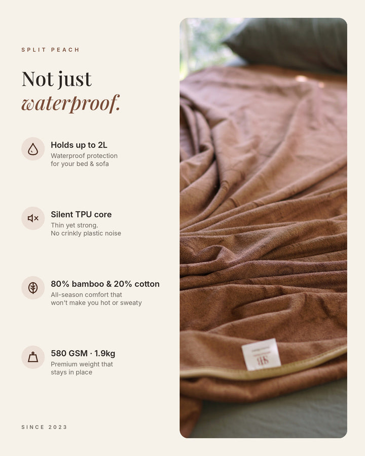 XL Waterproof Blanket Bamboo-Cotton– Luxury 2m × 2m | Coffee x Chocolate