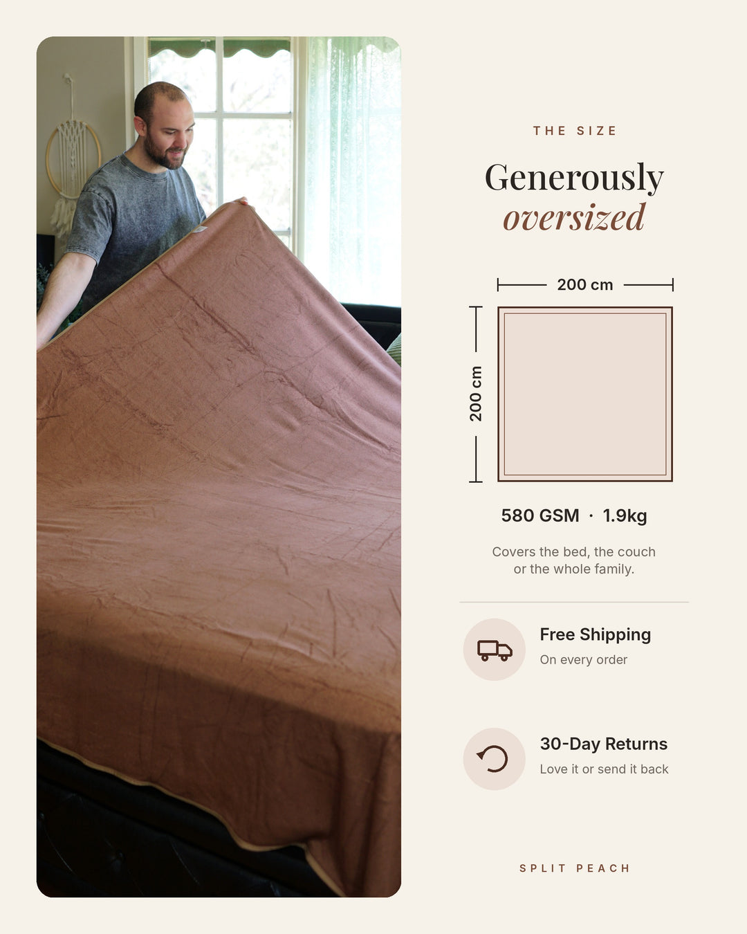 XL Waterproof Blanket Bamboo-Cotton– Luxury 2m × 2m | Coffee x Chocolate