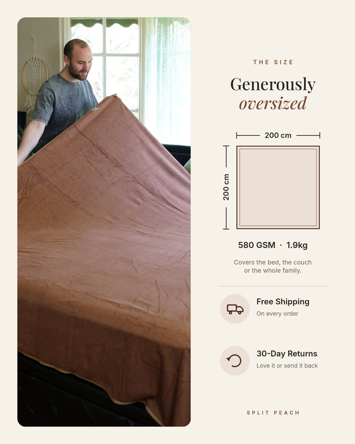 XL Waterproof Blanket Bamboo-Cotton– Luxury 2m × 2m | Coffee x Chocolate